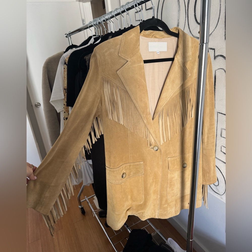 RE/DONE Suede Fringe Coat in Brown